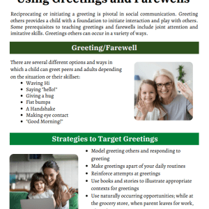 ABA Parent Education: Use of Greetings and Farewells Handout